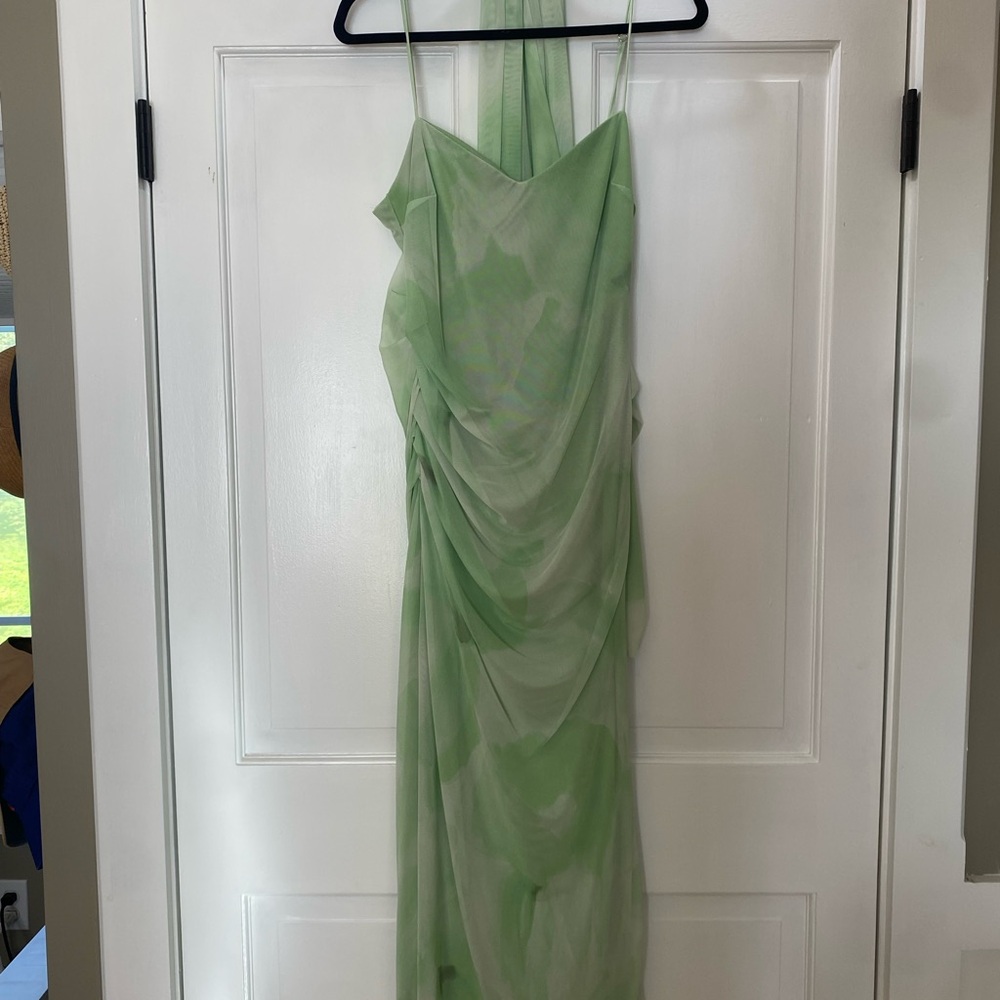 Zara Light Green Backless Dress